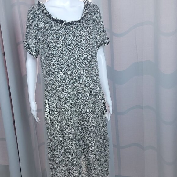 Donna Ricco New York Black White Midi Dress Size 16 - Picture 1 of 12